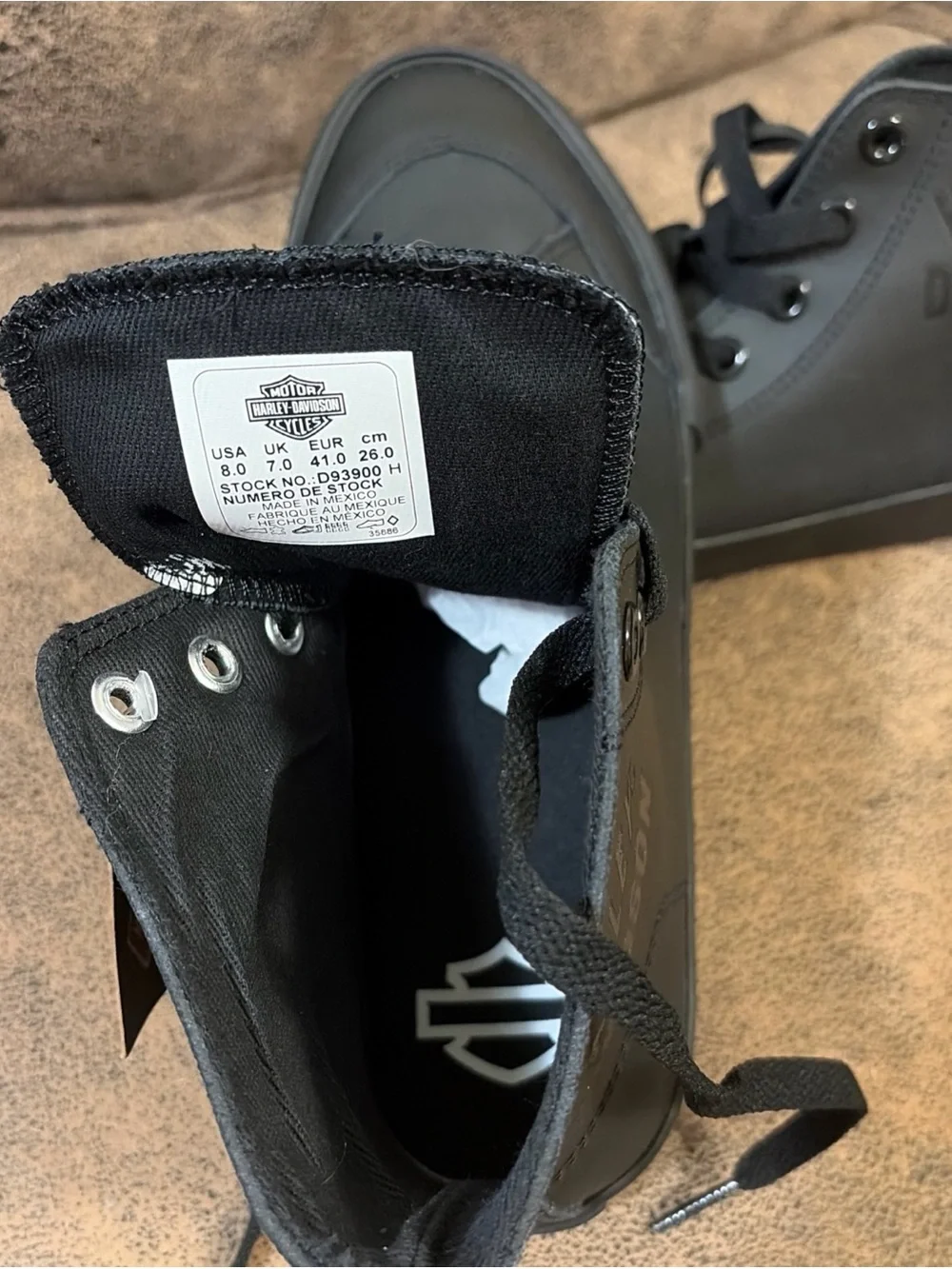 Harley-Davidson Men's Nathan High-Top Black or White Leather Sneakers Size 8